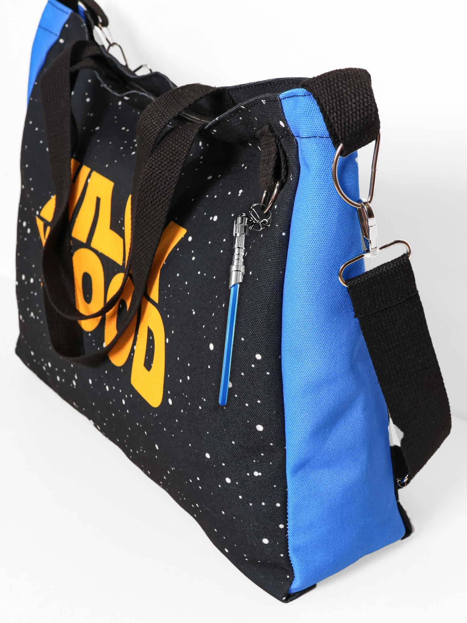 Galactic Hillywood Crossbody Tote Bag with Blue Saber Keychain