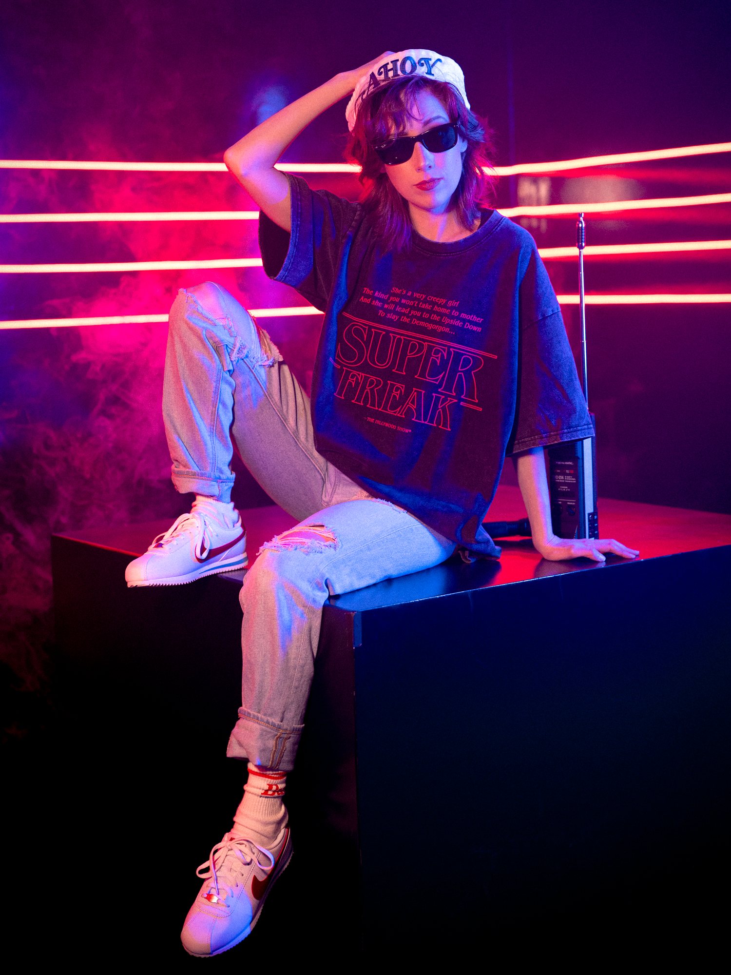 Super Freak Lyrics Acid Washed Oversized Tee